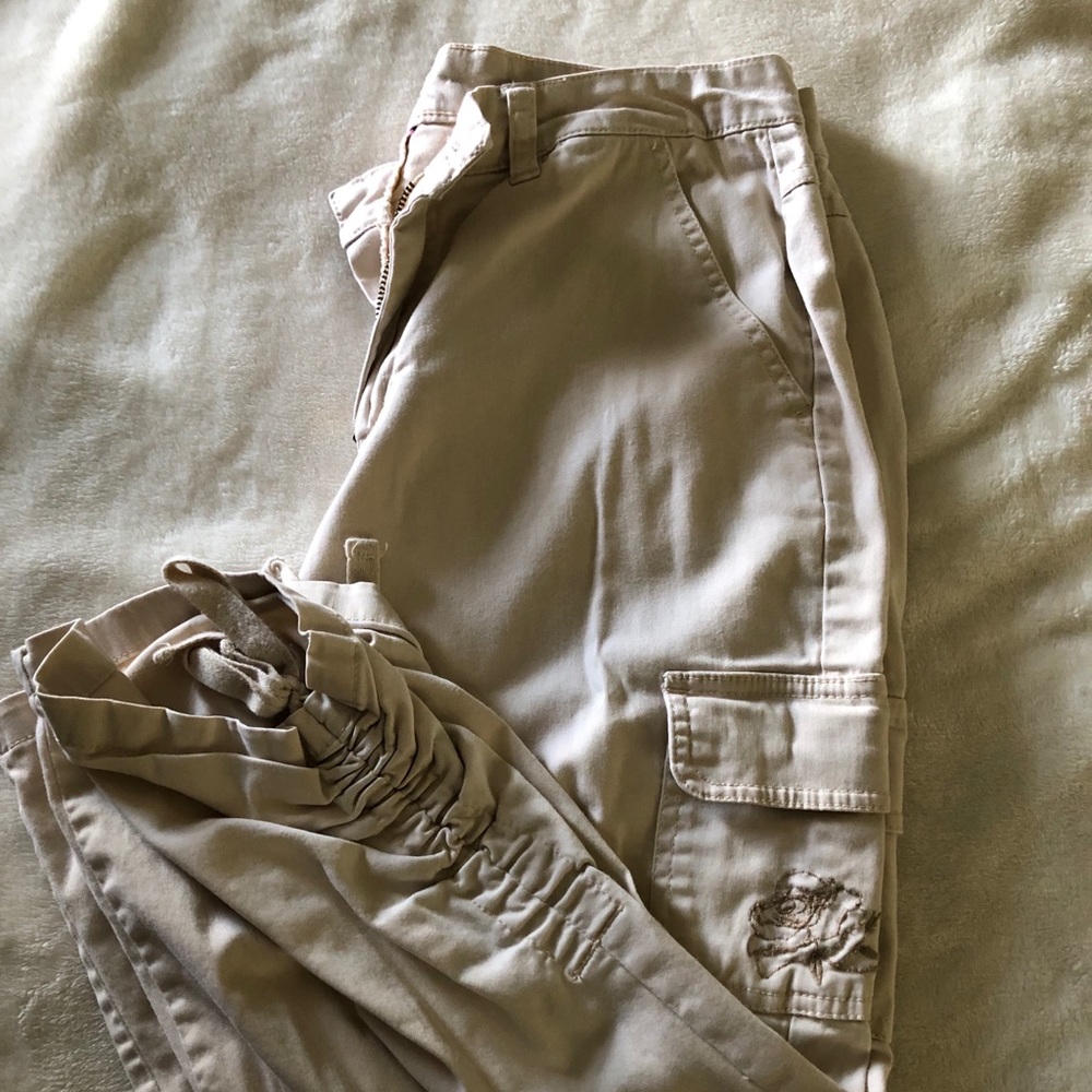 Floral embroidered capris